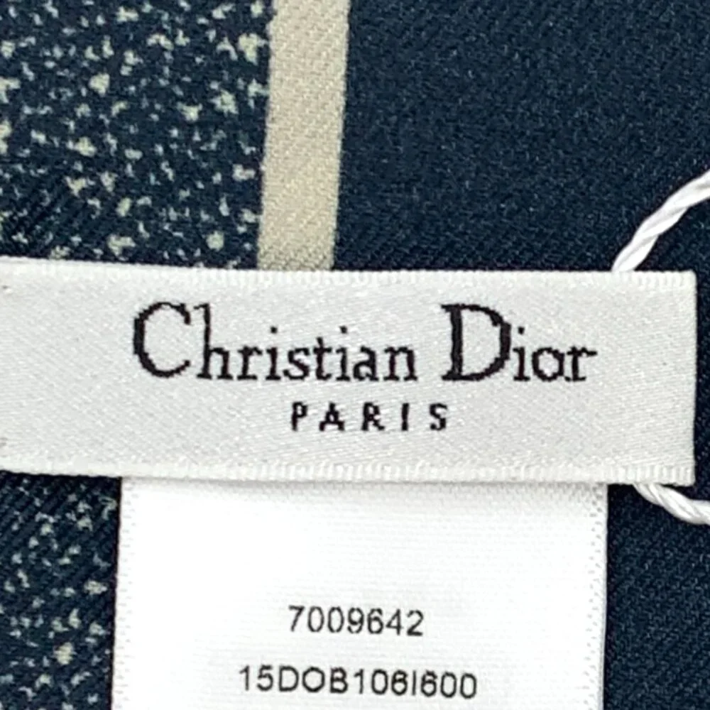 H19846 Christian Dior dark blue logo printed mulberry silk scarf 105*6cm